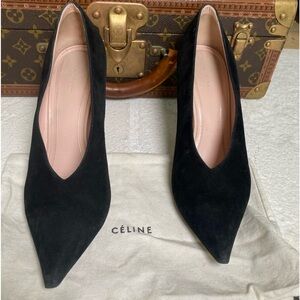CELINE V Neck Pump 90 in Black